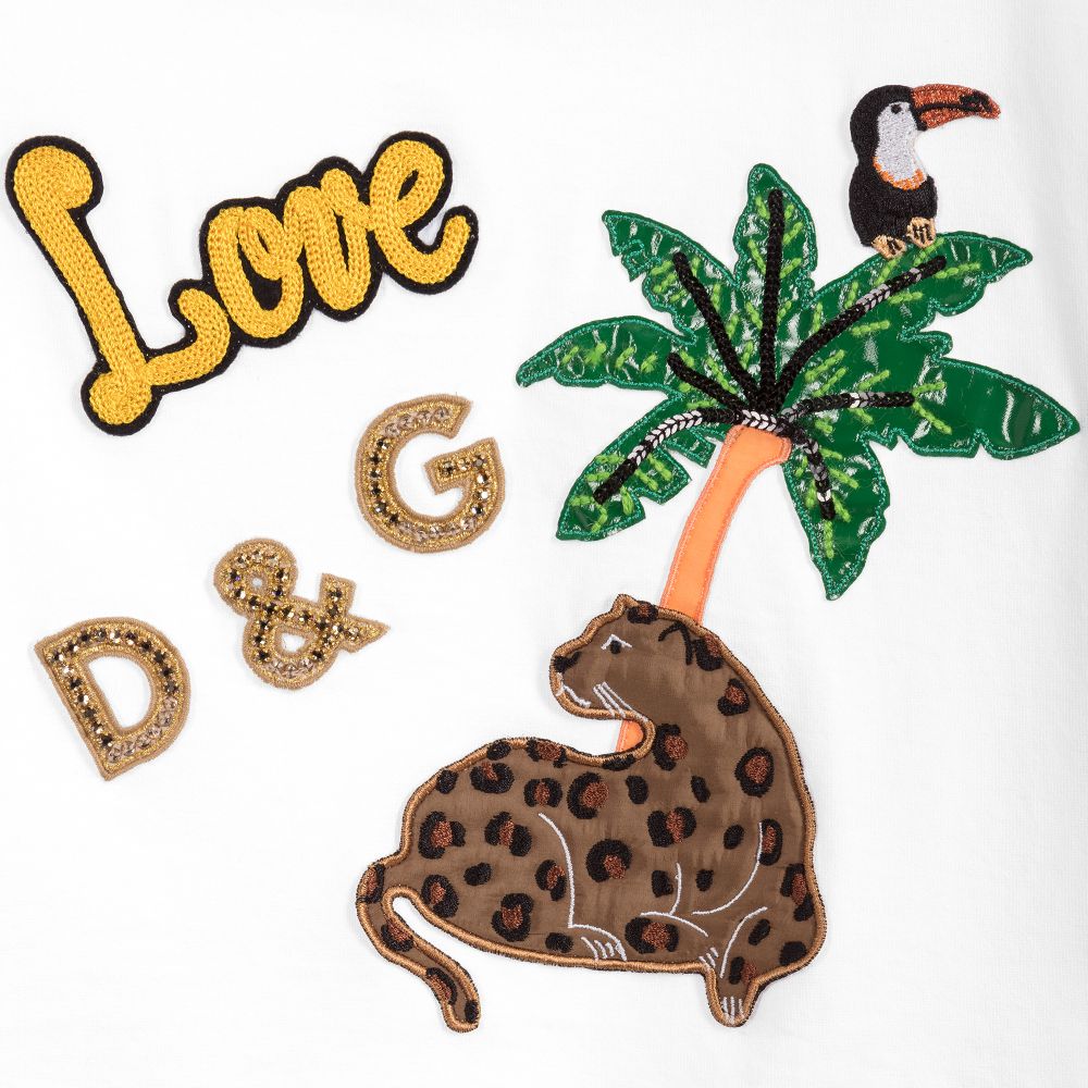 Dolce & Gabbana-تيشيرت قطن لون أبيض للبنات | Childrensalon Outlet