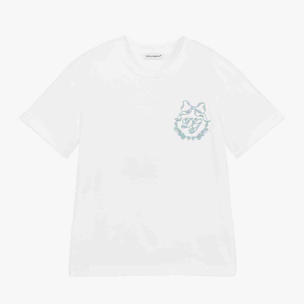 Dolce & Gabbana - T-shirt blanc en coton Fille | Childrensalon