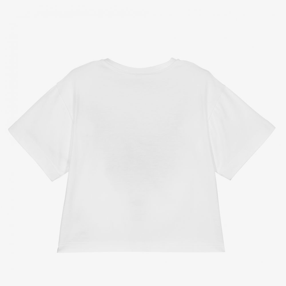Dolce & Gabbana-Girls White Cotton T-Shirt  | Childrensalon Outlet