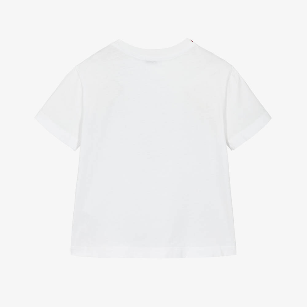 Dolce & Gabbana-Girls White Cotton T-Shirt with Floral DG Logo | Childrensalon Outlet
