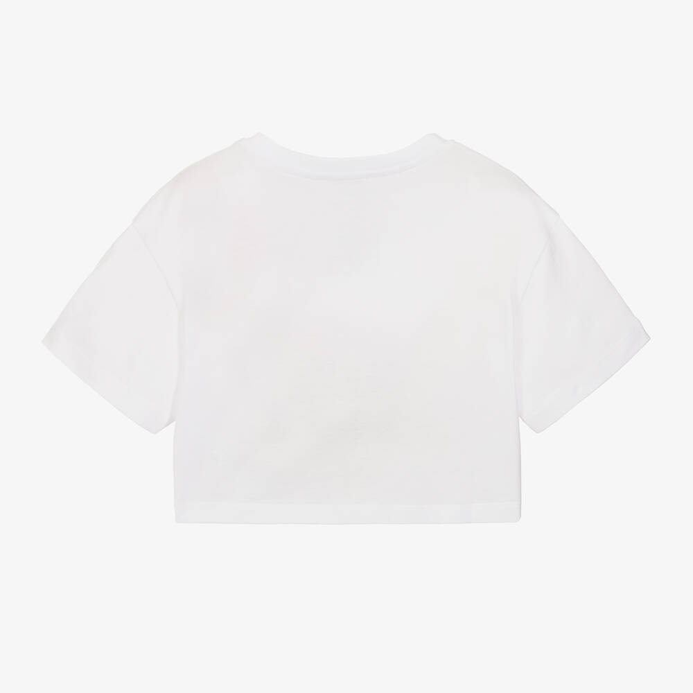 Dolce & Gabbana-تيشيرت قصير قطن لون أبيض للبنات | Childrensalon Outlet