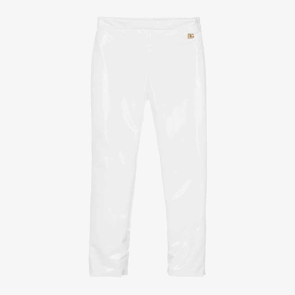 Dolce & Gabbana-Girls White DG Leggings | Childrensalon Outlet