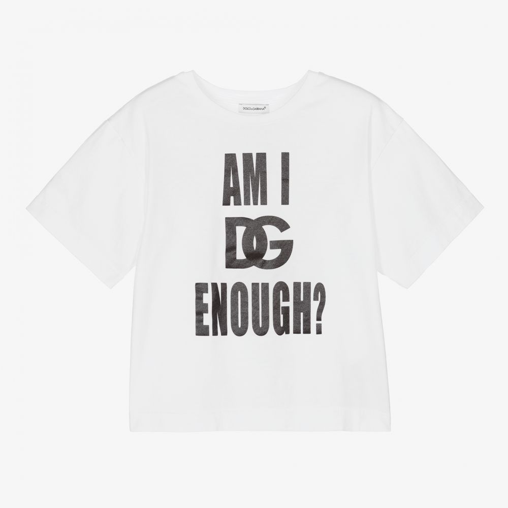 Dolce & Gabbana - Weißes T-Shirt mit DG-Print (M)  | Childrensalon