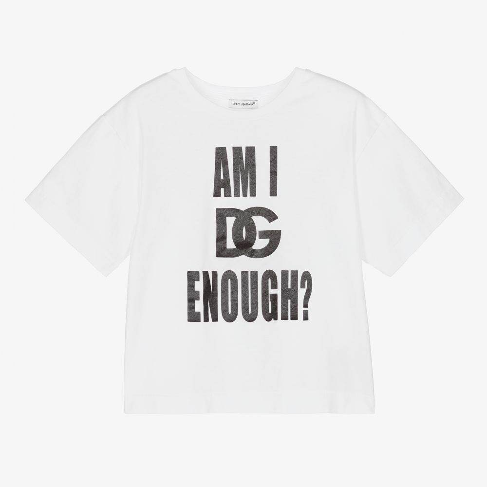 Dolce & Gabbana-Белая футболка DG для девочек | Childrensalon Outlet