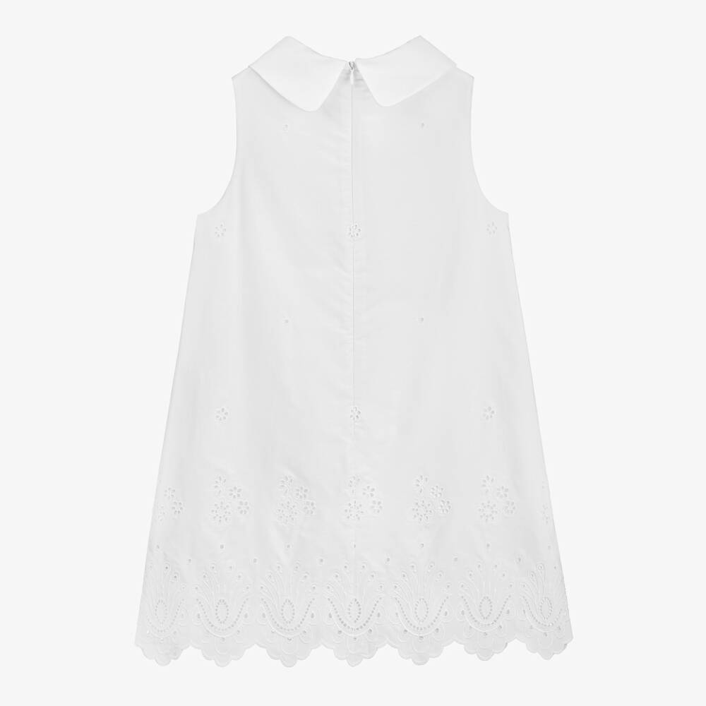 Dolce & Gabbana-Girls White Embroidered Cotton Dress | Childrensalon Outlet