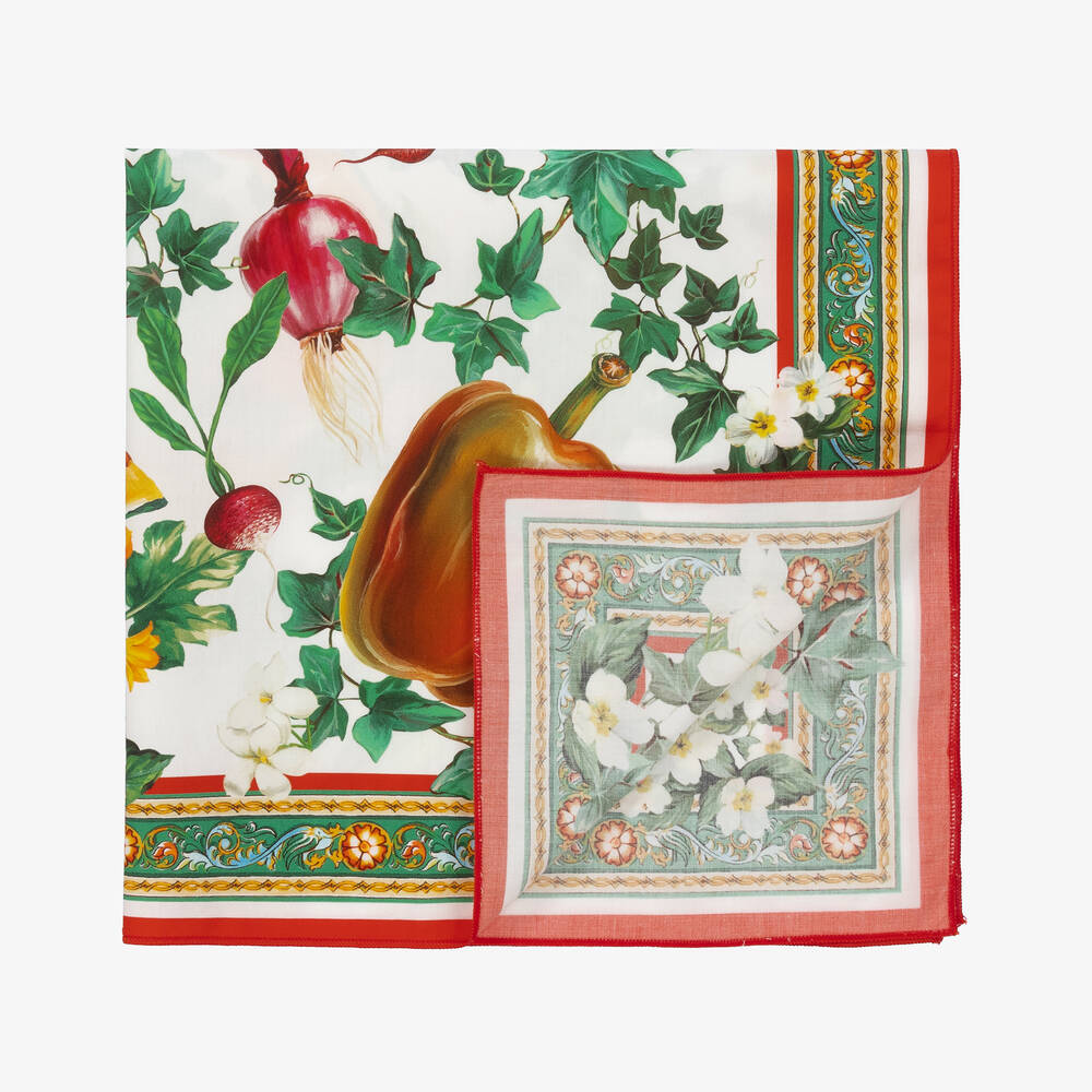 Dolce & Gabbana - Girls White Farmer Print Scarf (51cm