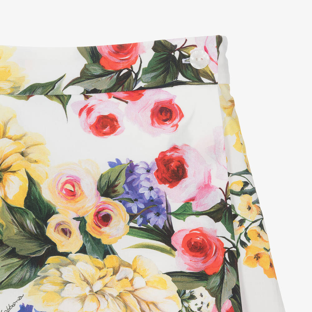 Dolce & Gabbana-Girls White Floral Cotton Skort | Childrensalon Outlet