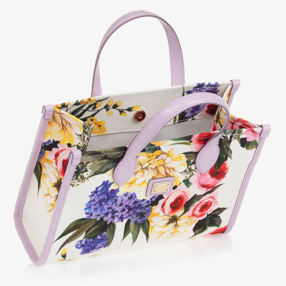 Dolce Gabbana Girls White Floral Handbag 24cm
