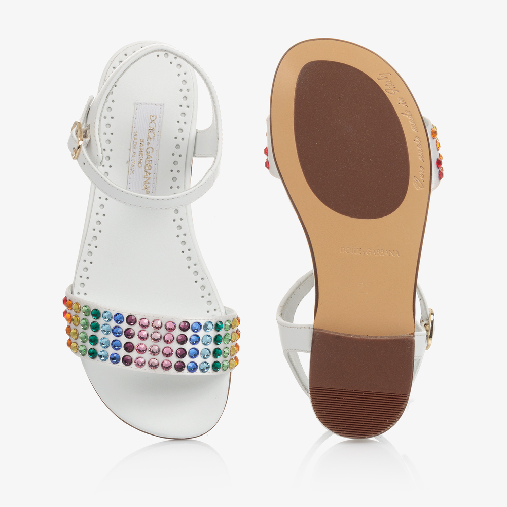 Dolce & Gabbana-Girls White Gems Sandals | Childrensalon Outlet