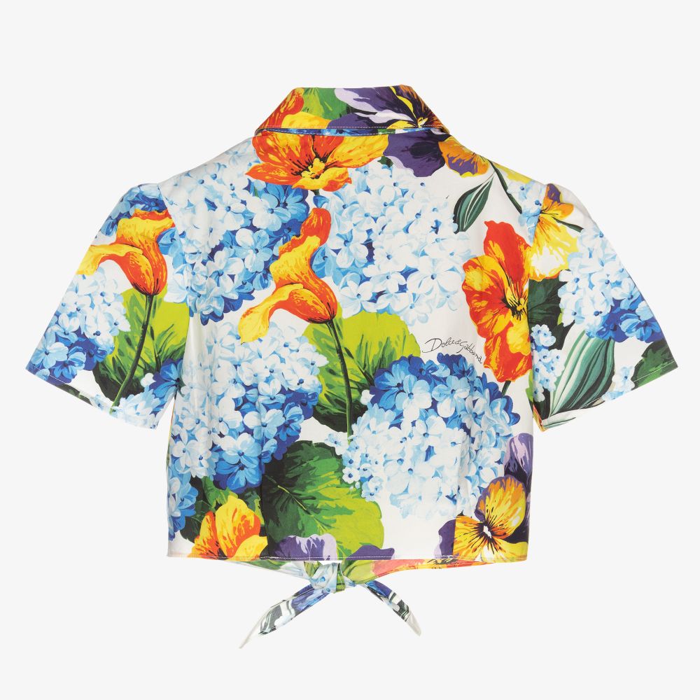 Dolce & Gabbana-Girls White Hydrangea Blouse | Childrensalon Outlet