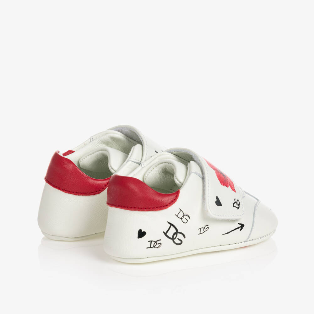 Dolce & Gabbana-Girls White Leather Pre-Walkers | Childrensalon Outlet