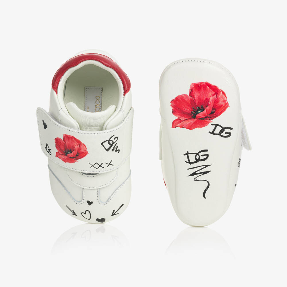 Dolce & Gabbana-Girls White Leather Pre-Walkers | Childrensalon Outlet