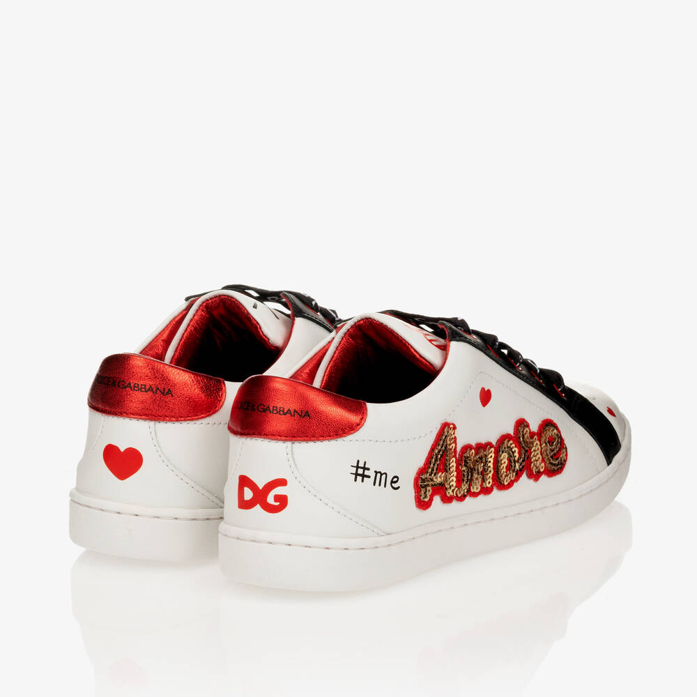 Dolce & Gabbana-Белые кожаные кроссовки для девочек | Childrensalon Outlet