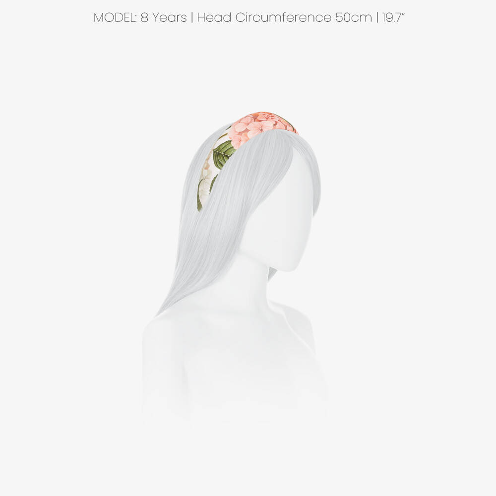 Dolce & Gabbana-Girls White & Pink Hydrangea Print Cotton Hairband | Childrensalon Outlet