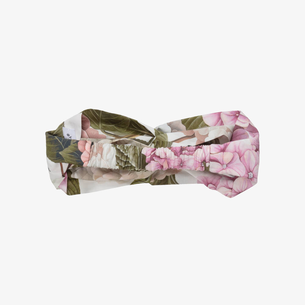Dolce & Gabbana-Girls White & Pink Hydrangea Print Cotton Headband | Childrensalon Outlet