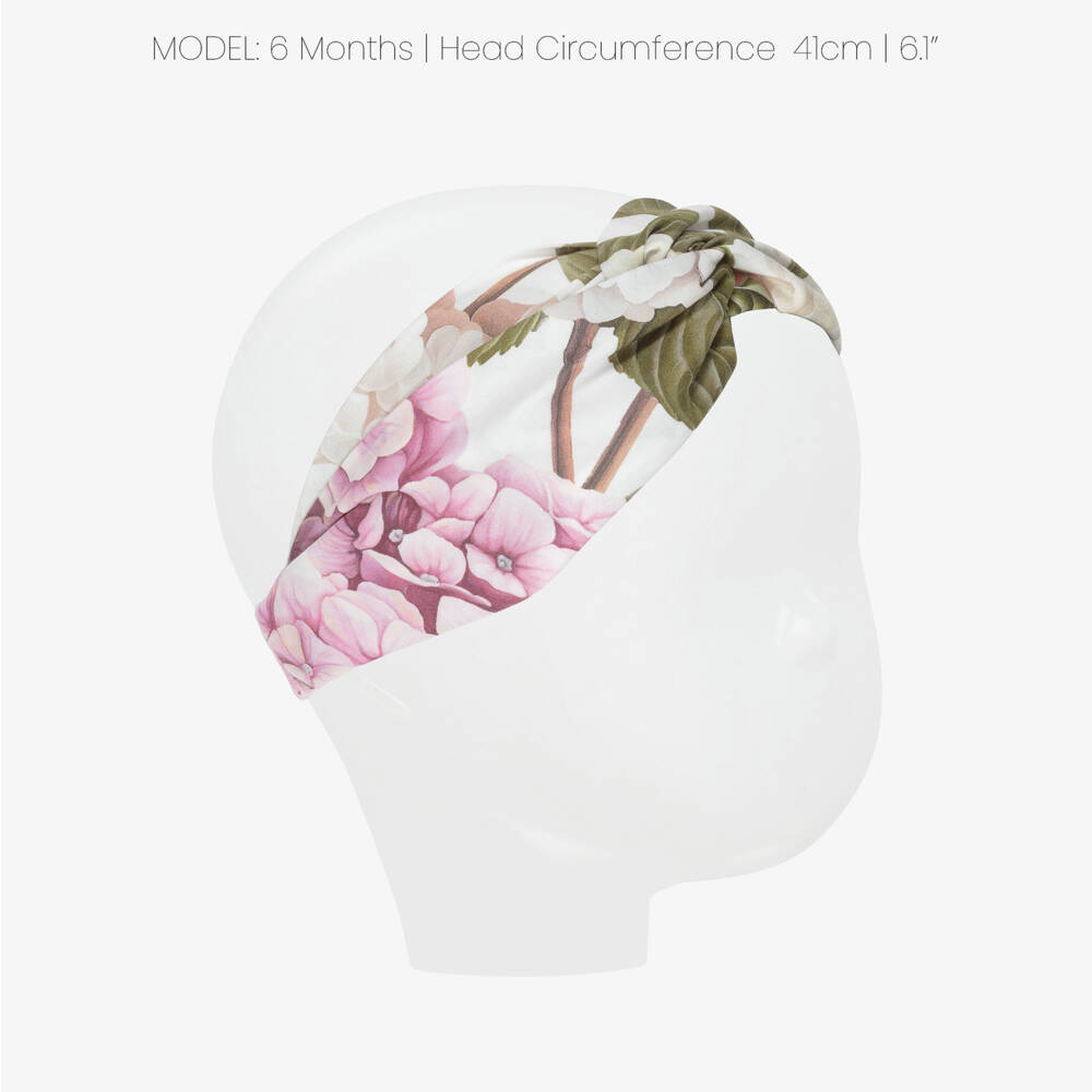 Dolce & Gabbana-Girls White & Pink Hydrangea Print Cotton Headband | Childrensalon Outlet
