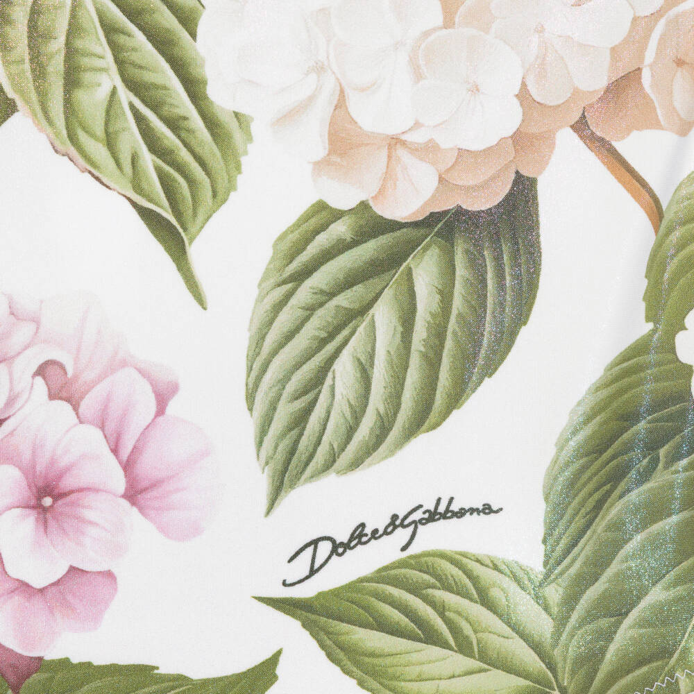 Dolce & Gabbana-Girls White & Pink Hydrangea Print Swimsuit | Childrensalon Outlet