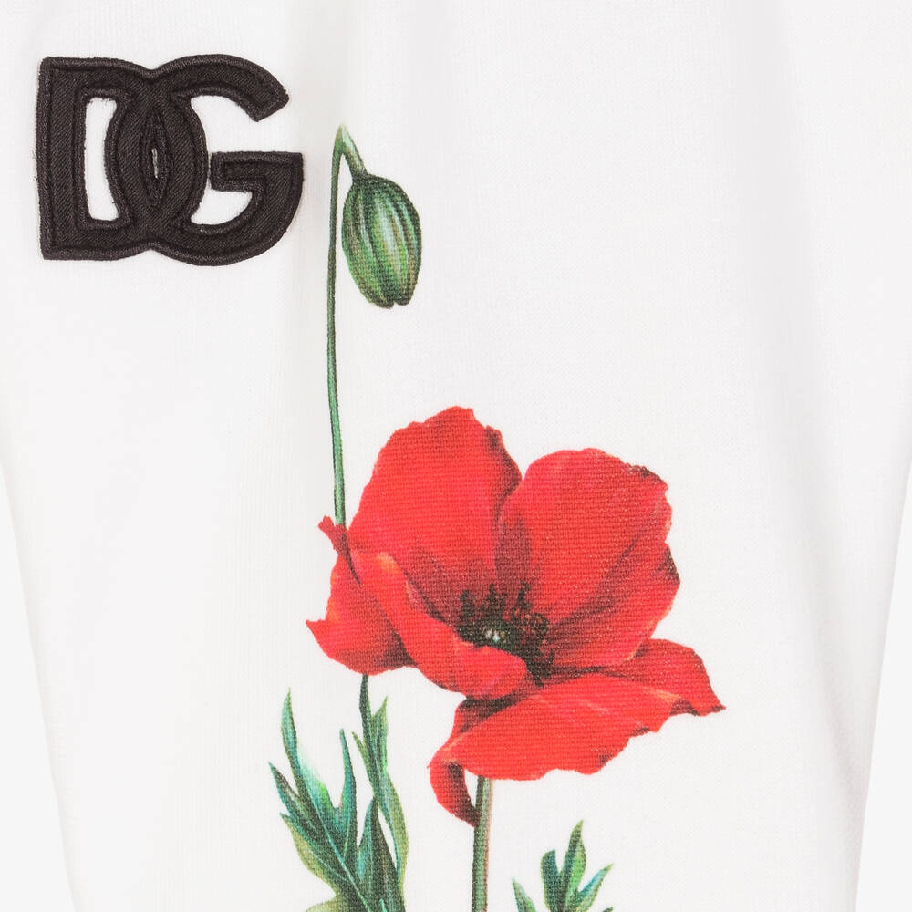 Dolce & Gabbana-Girls White Poppy Logo Joggers | Childrensalon Outlet