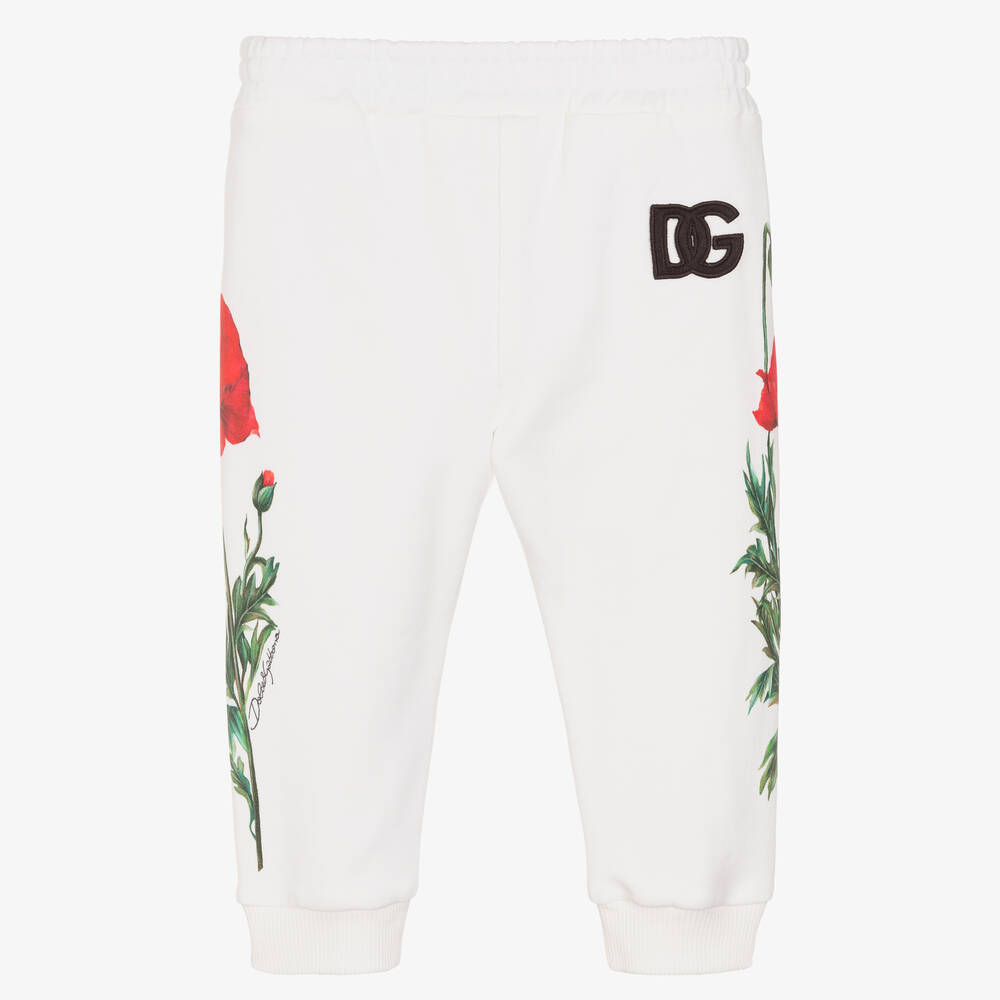 Dolce & Gabbana-Girls White Poppy Logo Joggers | Childrensalon Outlet