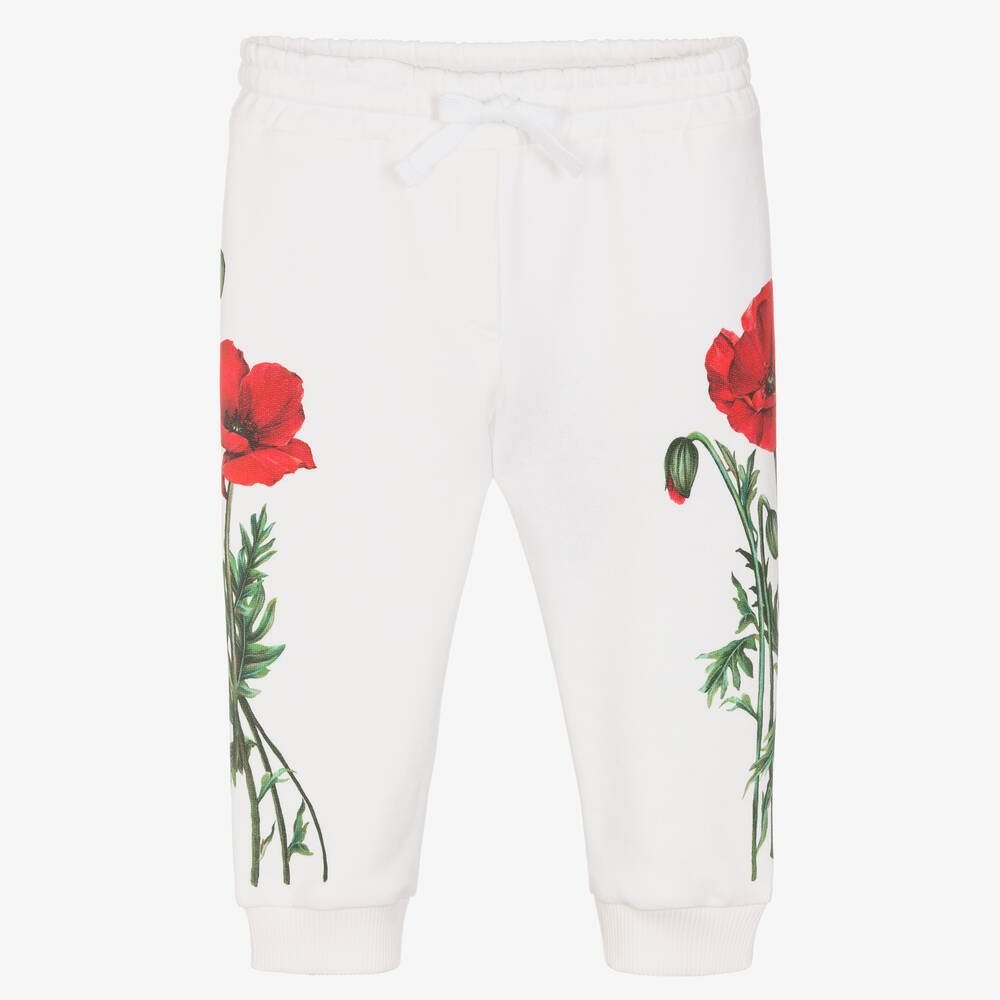 Dolce & Gabbana - Weiße Mohnblumen-Jogginghose | Childrensalon