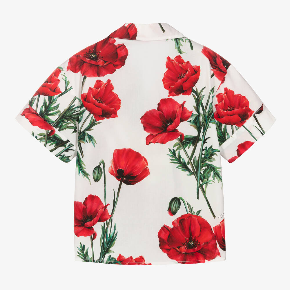 Dolce & Gabbana-Белая рубашка с маками | Childrensalon Outlet
