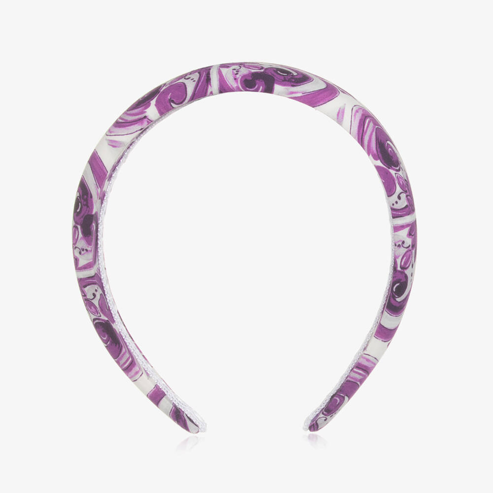 Dolce & Gabbana-Girls White & Purple Majolica Print Hairband | Childrensalon Outlet