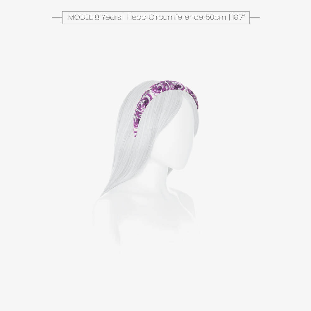 Dolce & Gabbana-Girls White & Purple Majolica Print Hairband | Childrensalon Outlet