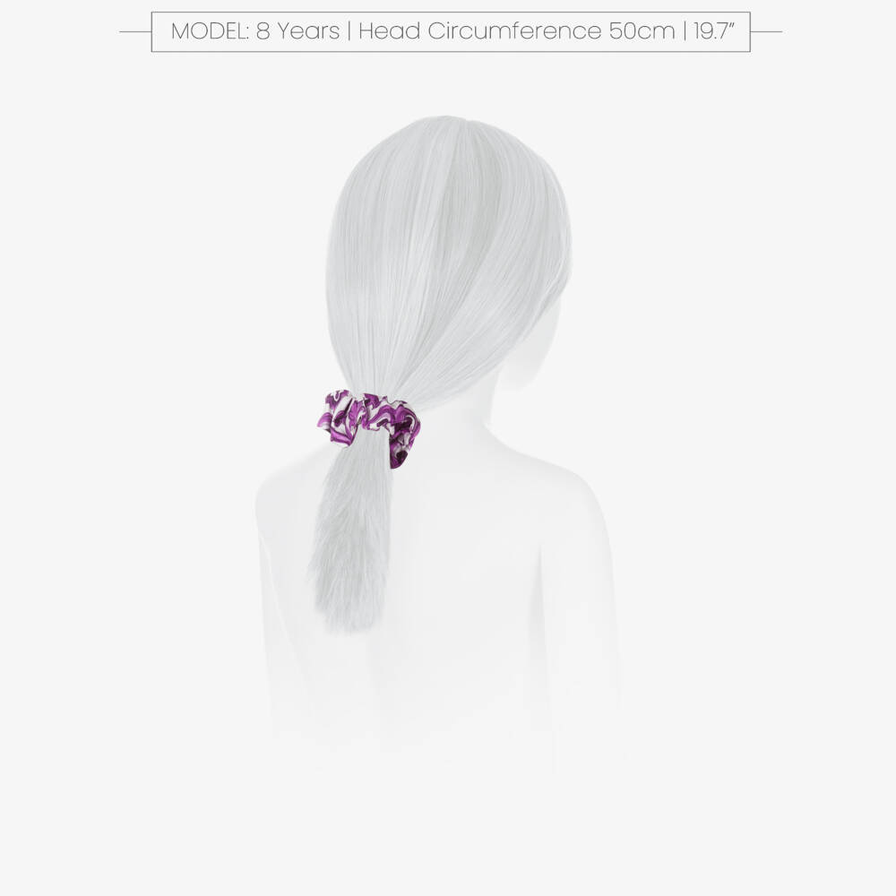 Dolce & Gabbana-Girls White & Purple Silk Majolica Hair Scrunchie | Childrensalon Outlet