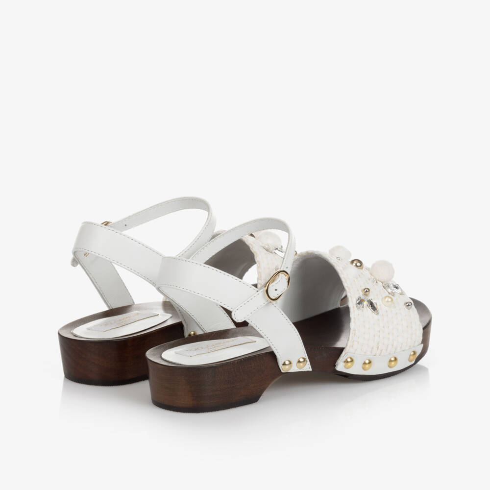 Dolce & Gabbana-Белые сандалии из рафии для девочек | Childrensalon Outlet