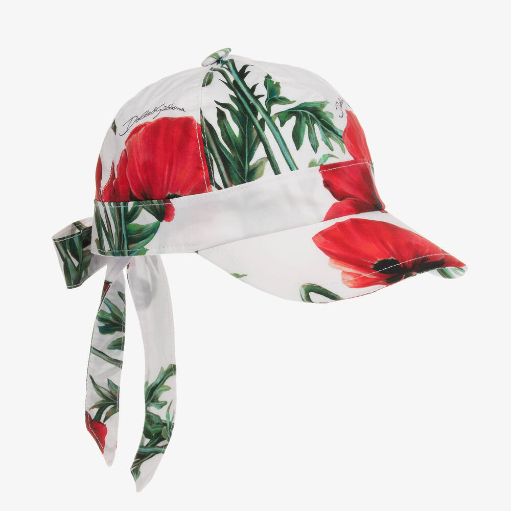 Dolce & Gabbana - Casquette blanche à coquelicots | Childrensalon