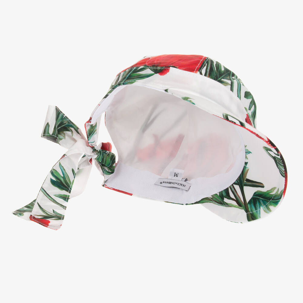 【名入れ無料】 Girls - Gabbana & Dolce White Cap Poppy Red & 帽子