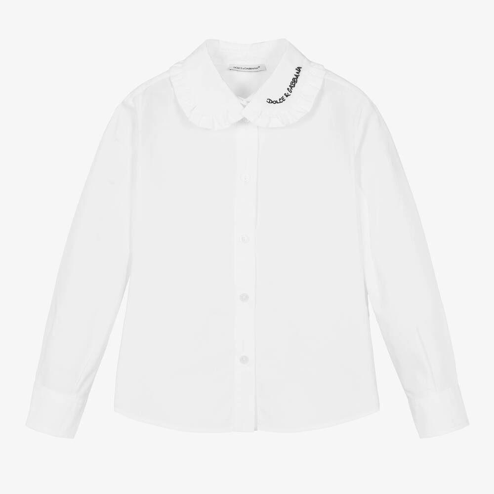 Dolce & Gabbana - Blouse blanche en coton à volants | Childrensalon