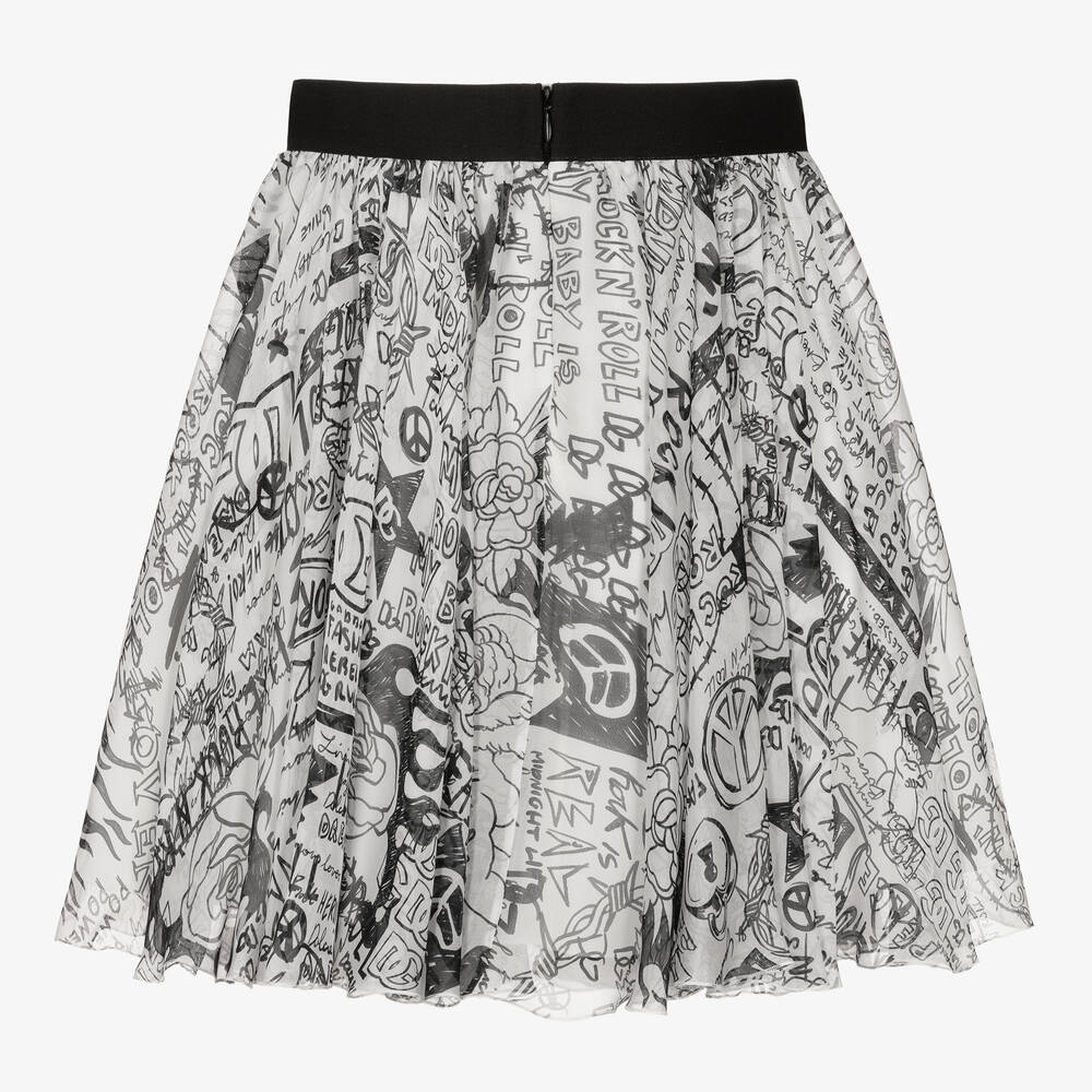Dolce & Gabbana-Girls White Silk Graffiti Skirt | Childrensalon Outlet