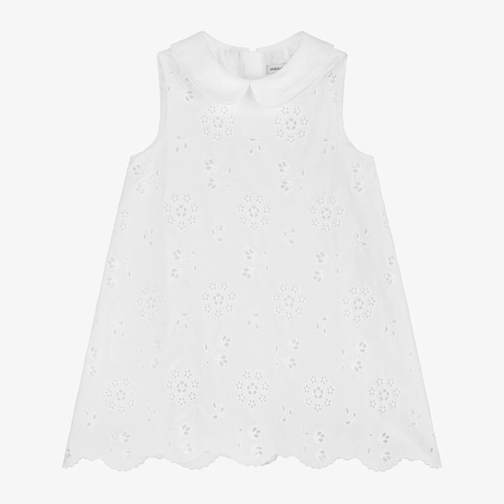 Dolce & Gabbana-Girls White Sleeveless Floral Dress | Childrensalon Outlet