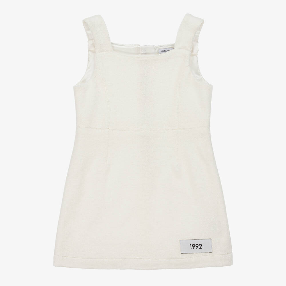 Dolce & Gabbana - Girls White Terry Cotton Re-Edition Dress | Childrensalon