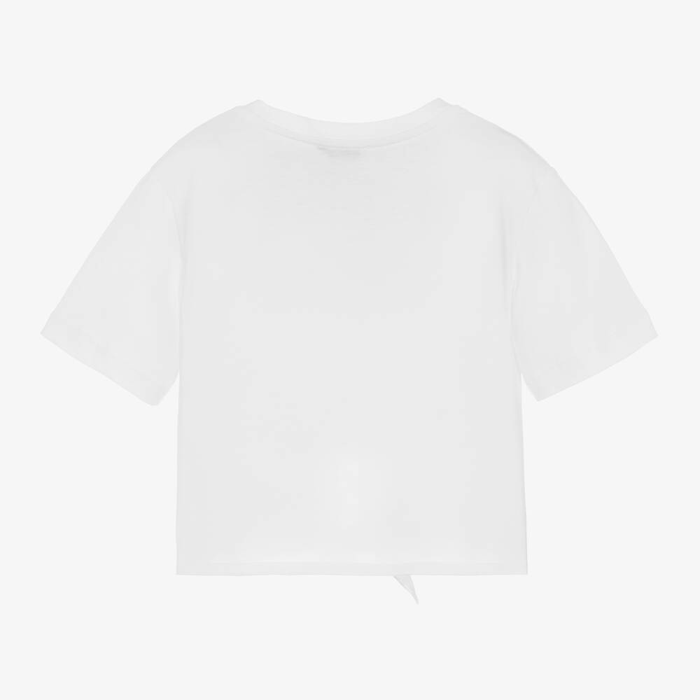 Dolce & Gabbana - Girls White Tie Front Cotton T-Shirt