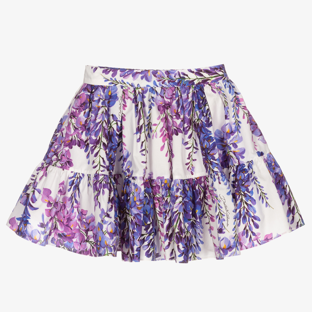 Dolce & Gabbana - Белая юбка с глицинией для девочек | Childrensalon