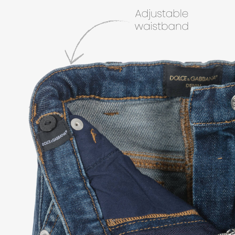 Dolce & Gabbana-Girls Wide-Leg Blue Denim Jeans | Childrensalon Outlet