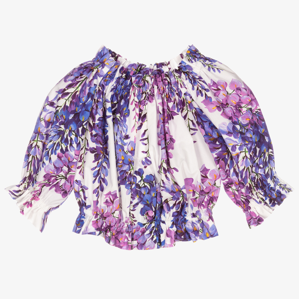 Dolce & Gabbana - Kurze Glyzinien-Bluse für Mädchen | Childrensalon