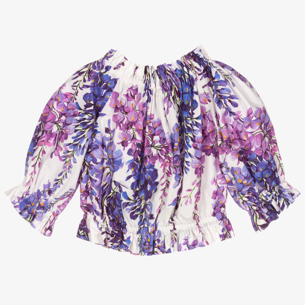 Dolce & Gabbana-Укороченная блузка с глицинией для девочек | Childrensalon Outlet