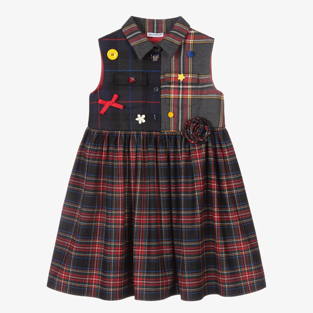 Dolce & Gabbana - Girls Wool Check Dress  | Childrensalon