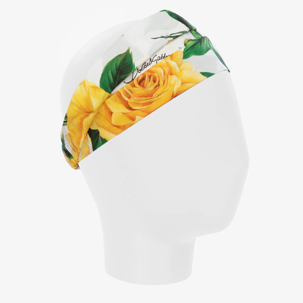 Dolce & Gabbana - Girls Yellow Cotton Rose Headband