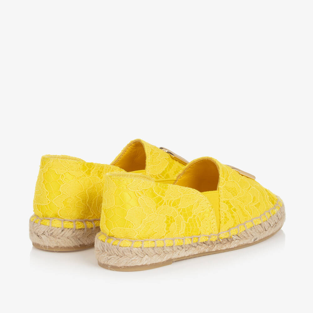 Dolce & Gabbana-اسبادريل دانتيل لون أصفر فاقع للبنات | Childrensalon Outlet