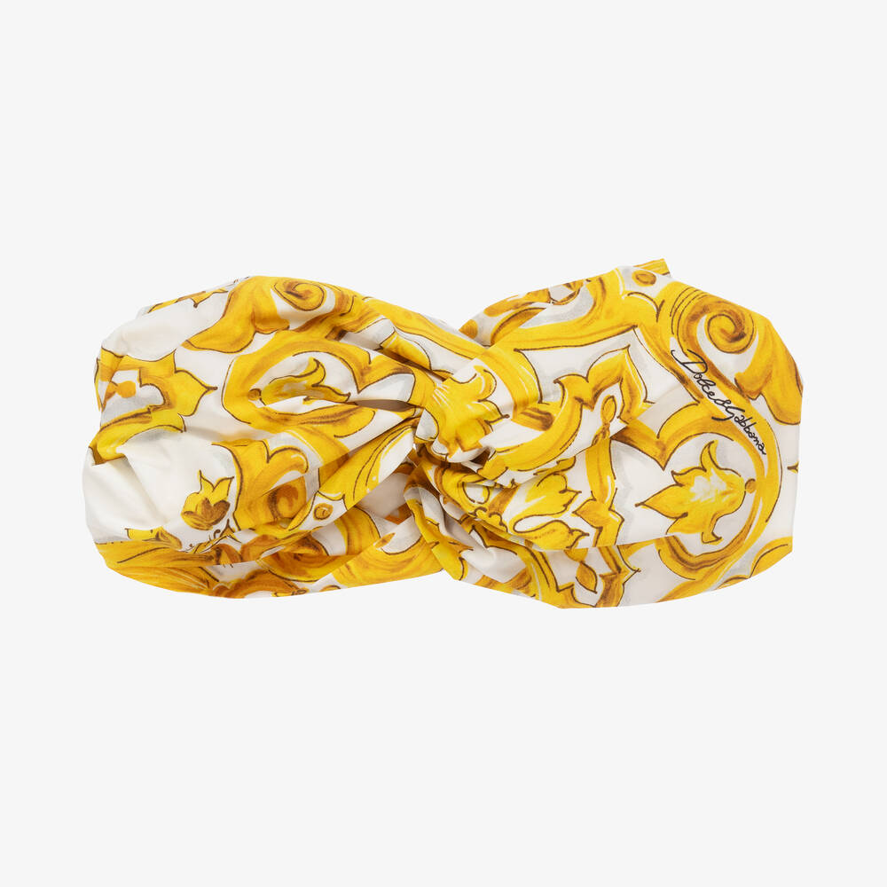 Dolce & Gabbana-Girls Yellow Majolica Headband | Childrensalon Outlet