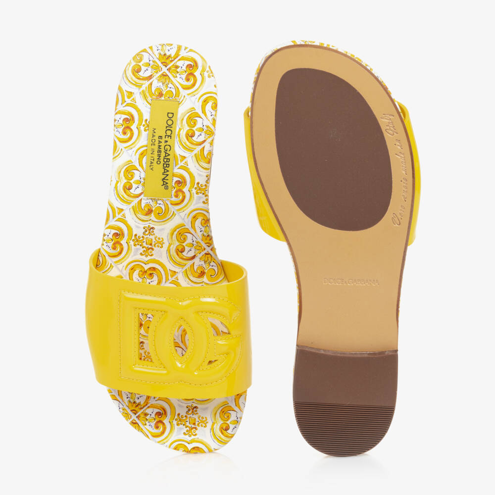 Dolce & Gabbana-Girls Yellow Majolica Leather Sandals | Childrensalon Outlet