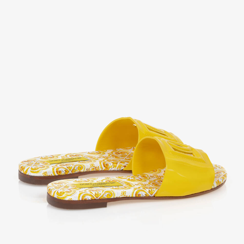 Dolce & Gabbana-Girls Yellow Majolica Leather Sandals | Childrensalon Outlet
