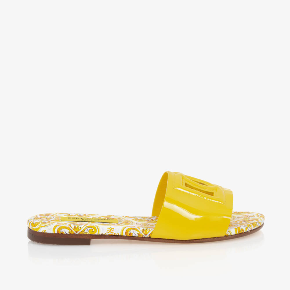 Dolce & Gabbana-Girls Yellow Majolica Leather Sandals | Childrensalon Outlet