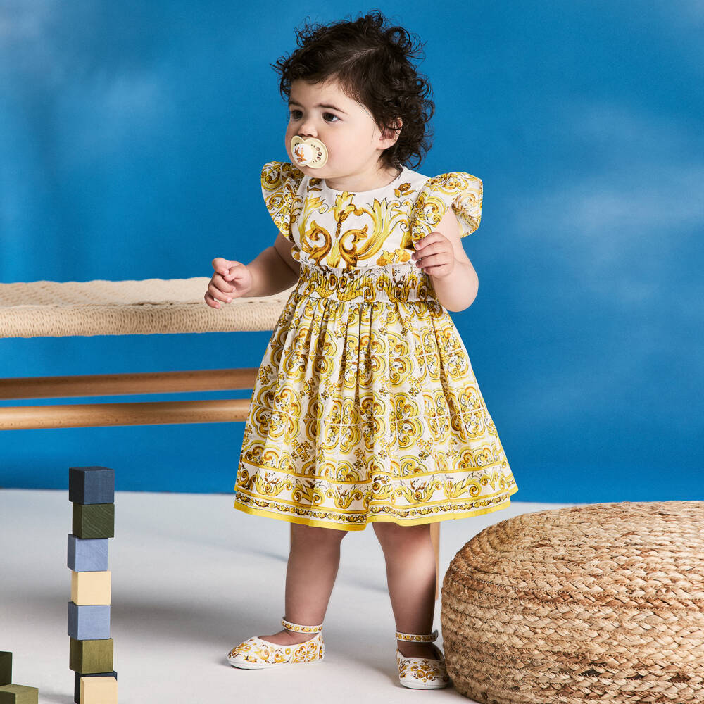 Dolce & Gabbana-Girls Yellow Majolica Leather Shoes | Childrensalon Outlet