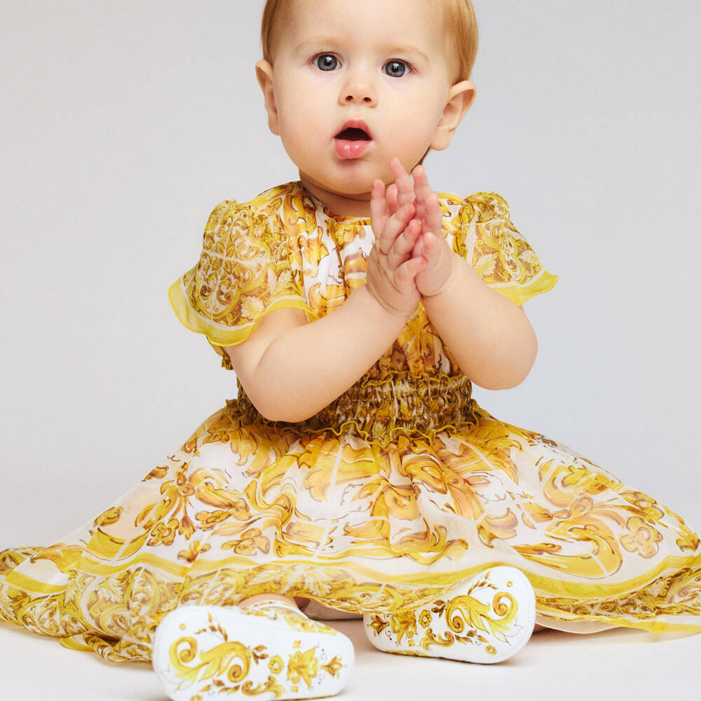 Dolce & Gabbana-Girls Yellow Majolica Leather Shoes | Childrensalon Outlet