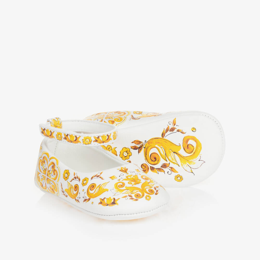 Dolce & Gabbana-Girls Yellow Majolica Leather Shoes | Childrensalon Outlet